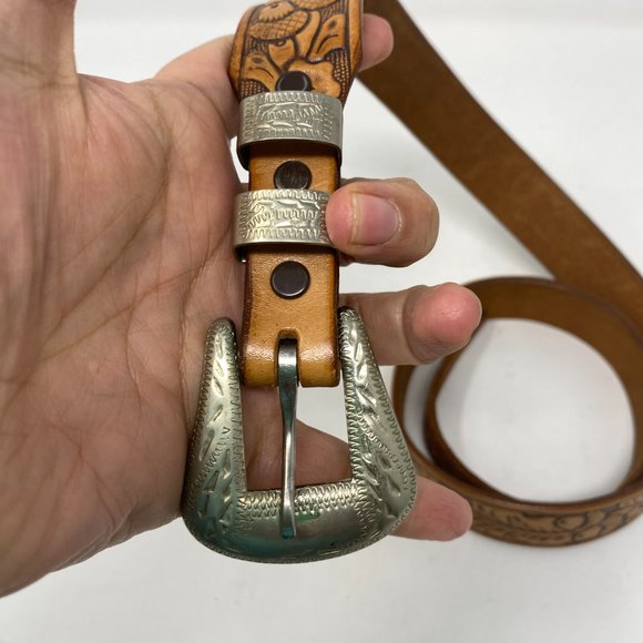 Justin Womens Ladies Top Grain Cowhide Brown Leather Belt 343A - Picture 2 of 15